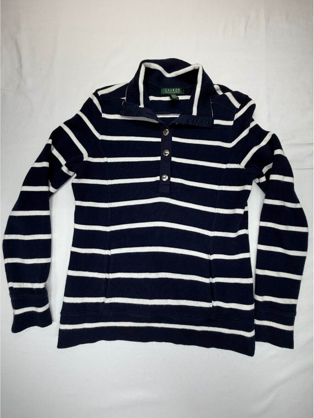 Lauren Ralph Lauren Women’s Sweater Long Sleeve Striped Size S Blue White
